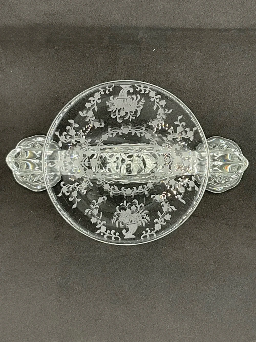 Vintage Fostoria Baroque Clear Etched Double Candle Holder